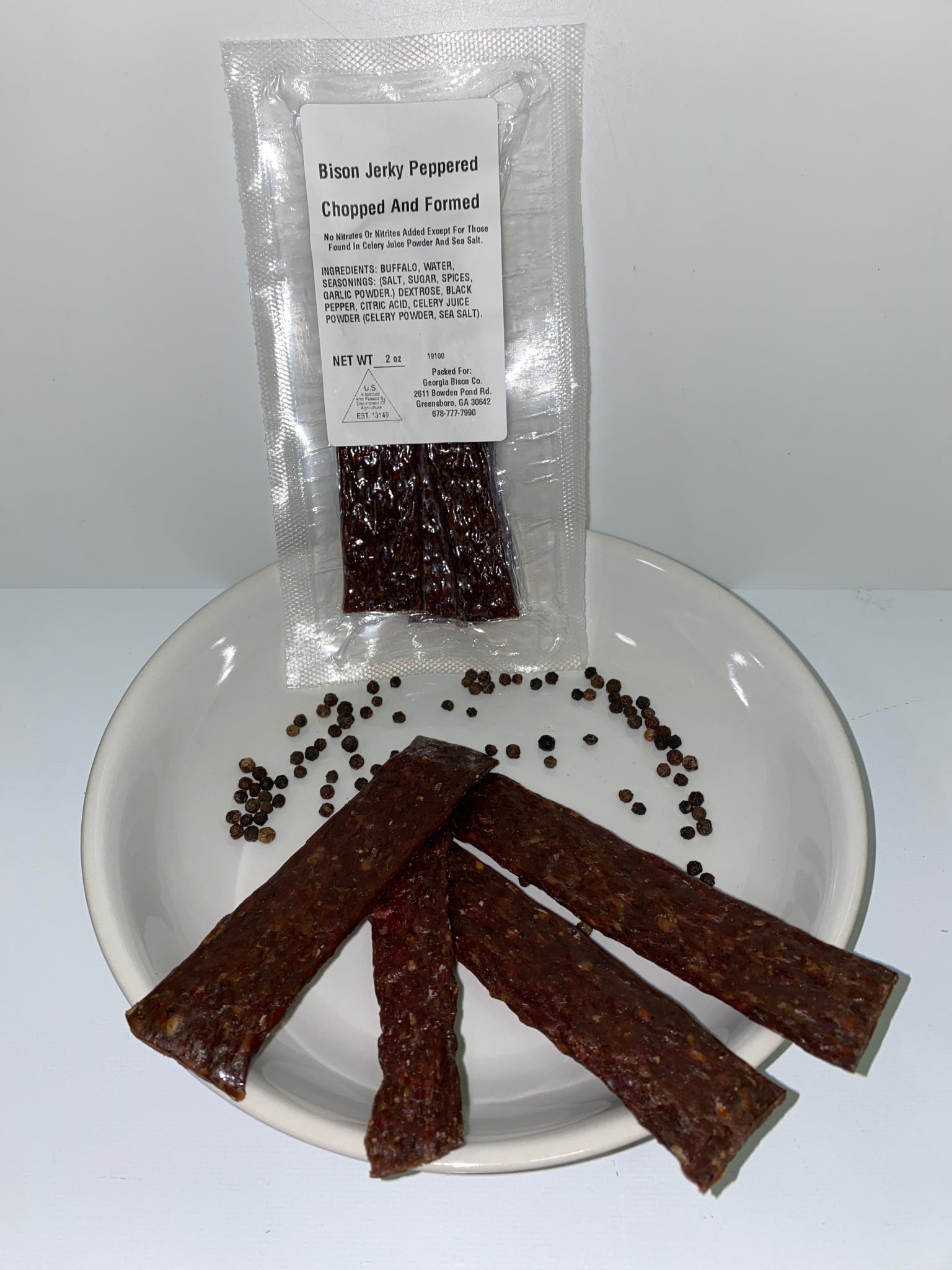 Bison Jerky Peppered - Dish Display